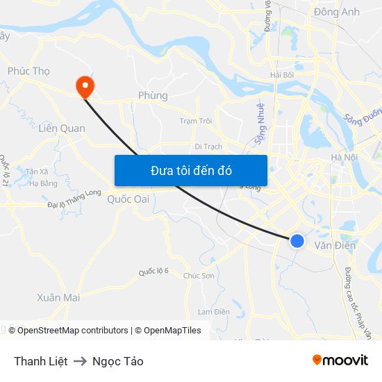 Thanh Liệt to Ngọc Tảo map