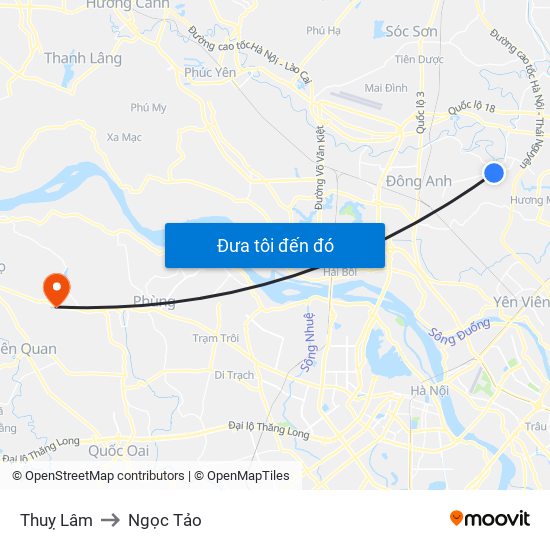 Thuỵ Lâm to Ngọc Tảo map