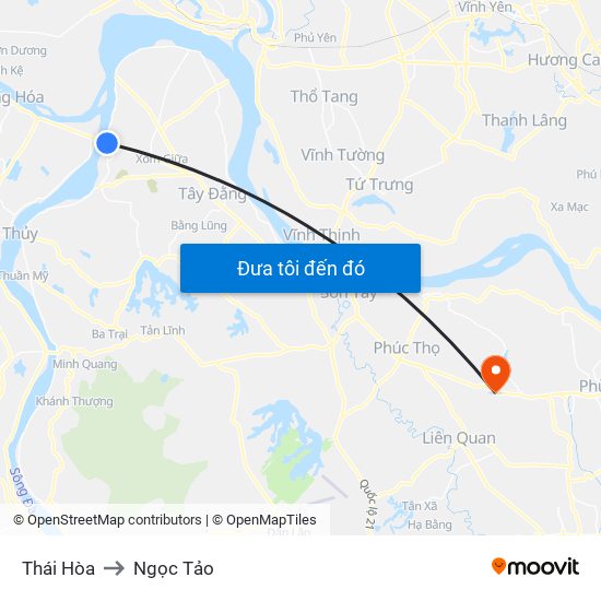 Thái Hòa to Ngọc Tảo map
