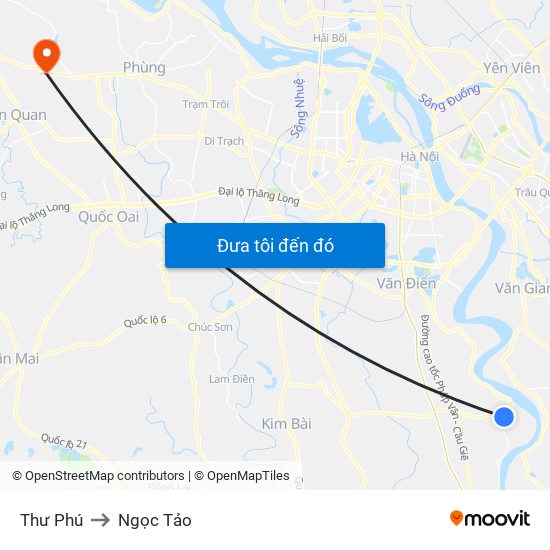 Thư Phú to Ngọc Tảo map