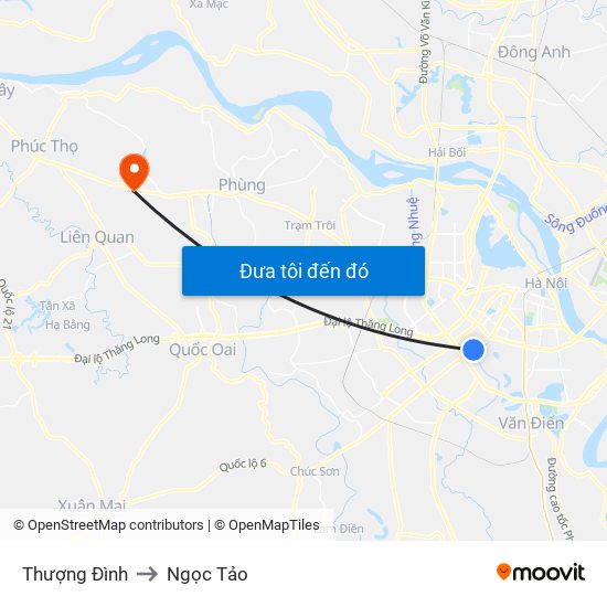 Thượng Đình to Ngọc Tảo map