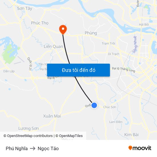 Phú Nghĩa to Ngọc Tảo map