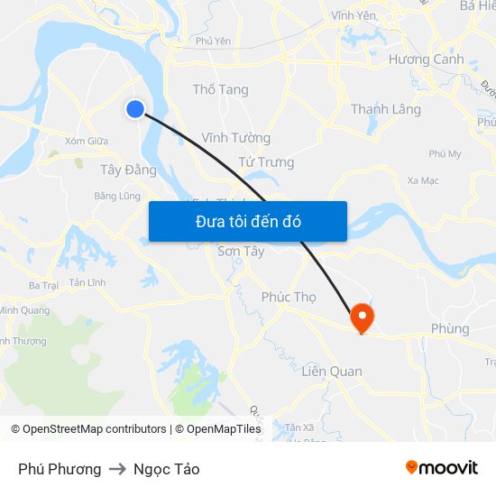 Phú Phương to Ngọc Tảo map