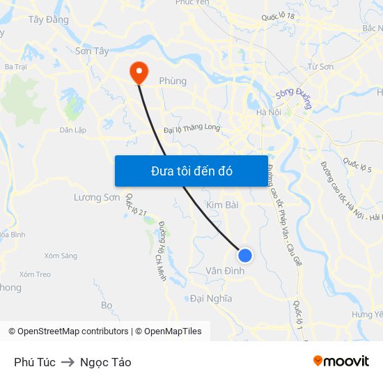 Phú Túc to Ngọc Tảo map