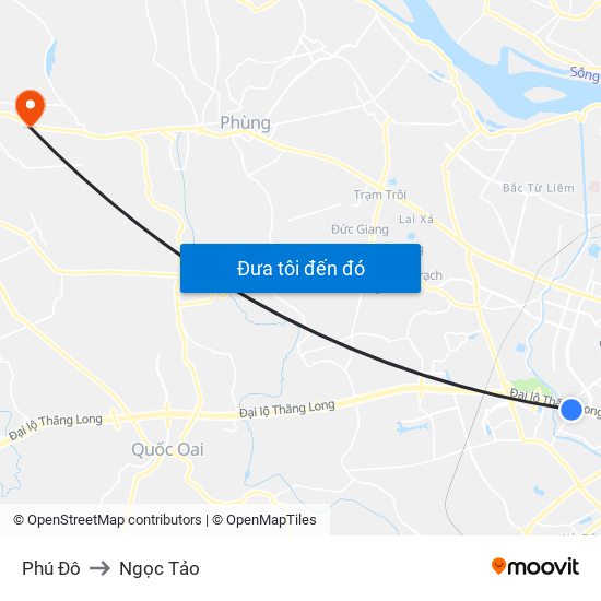 Phú Đô to Ngọc Tảo map