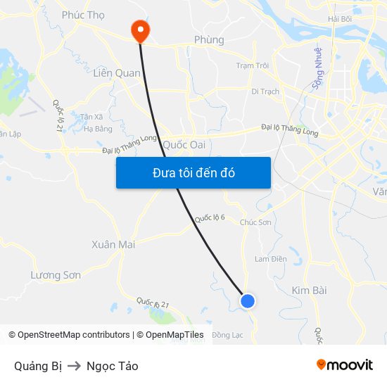 Quảng Bị to Ngọc Tảo map