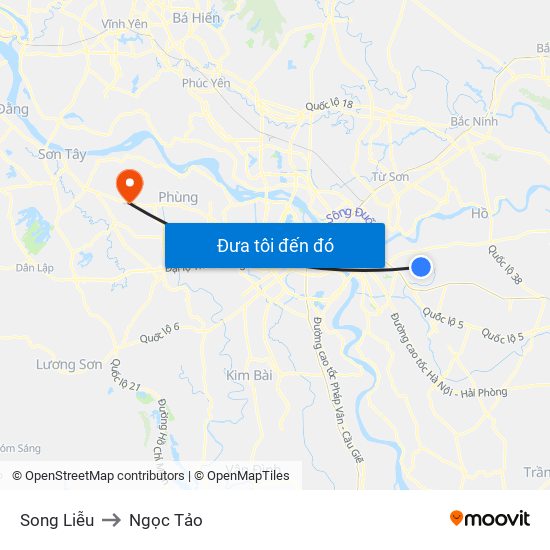 Song Liễu to Ngọc Tảo map