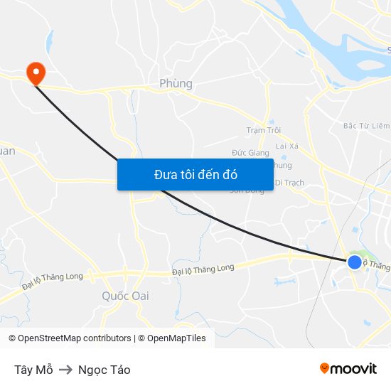 Tây Mỗ to Ngọc Tảo map