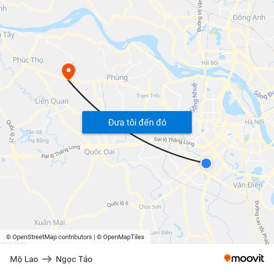 Mộ Lao to Ngọc Tảo map