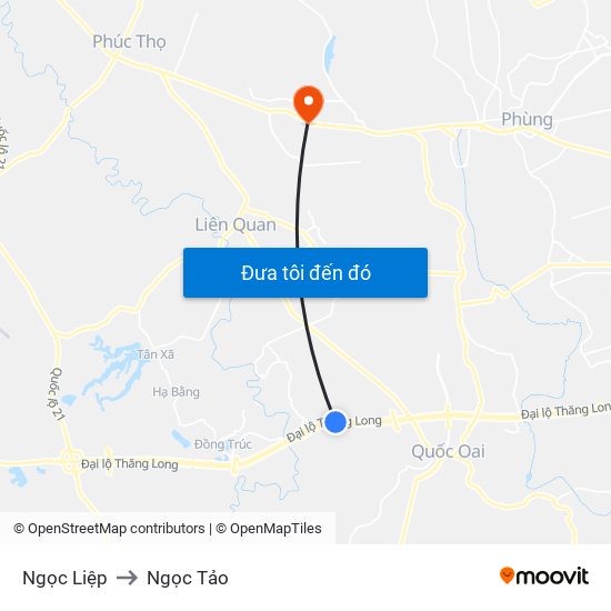 Ngọc Liệp to Ngọc Tảo map