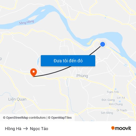 Hồng Hà to Ngọc Tảo map