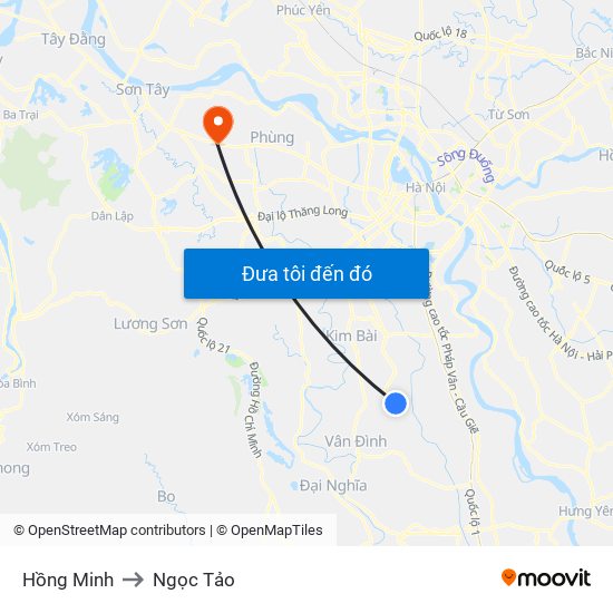 Hồng Minh to Ngọc Tảo map