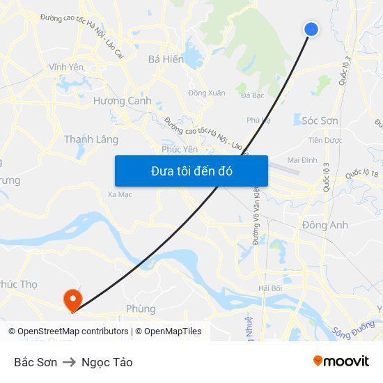 Bắc Sơn to Ngọc Tảo map