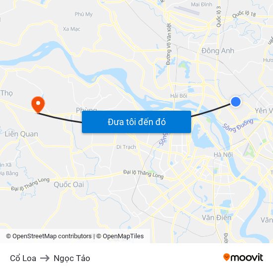 Cổ Loa to Ngọc Tảo map