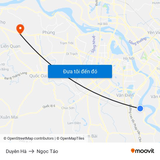 Duyên Hà to Ngọc Tảo map