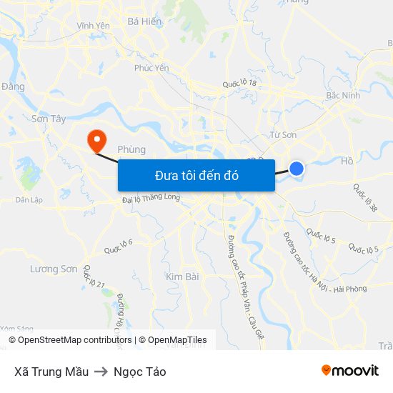 Xã Trung Mầu to Ngọc Tảo map