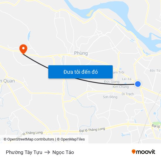 Phường Tây Tựu to Ngọc Tảo map