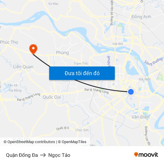 Quận Đống Đa to Ngọc Tảo map