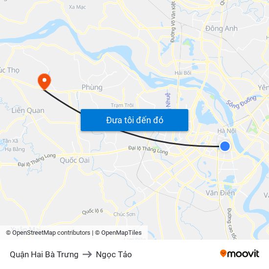 Quận Hai Bà Trưng to Ngọc Tảo map