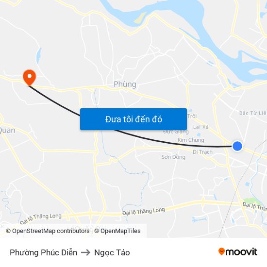 Phường Phúc Diễn to Ngọc Tảo map