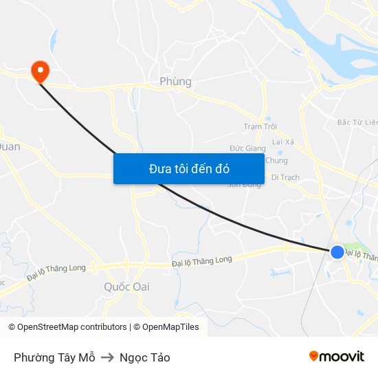 Phường Tây Mỗ to Ngọc Tảo map