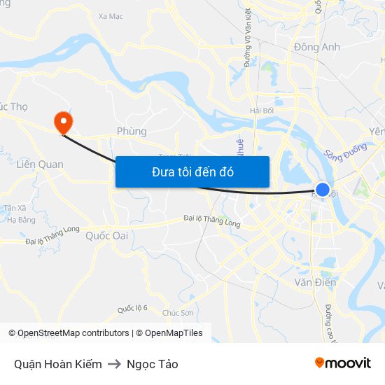 Quận Hoàn Kiếm to Ngọc Tảo map