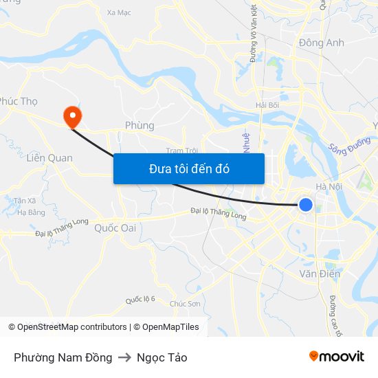 Phường Nam Đồng to Ngọc Tảo map