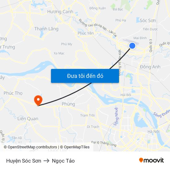 Huyện Sóc Sơn to Ngọc Tảo map