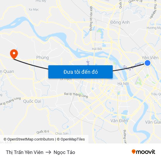 Thị Trấn Yên Viên to Ngọc Tảo map