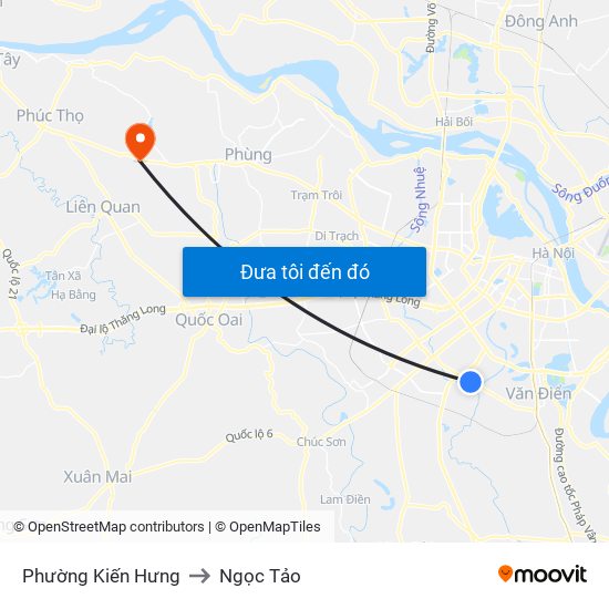 Phường Kiến Hưng to Ngọc Tảo map