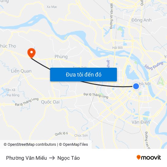 Phường Văn Miếu to Ngọc Tảo map