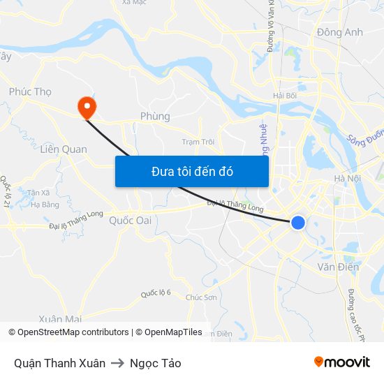 Quận Thanh Xuân to Ngọc Tảo map