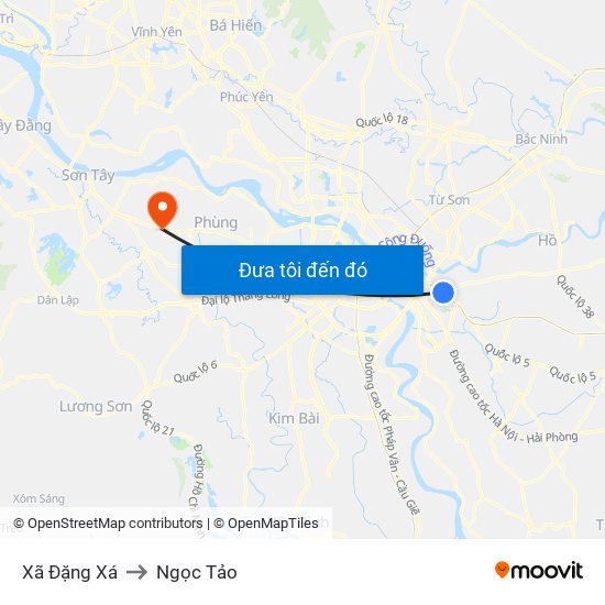 Xã Đặng Xá to Ngọc Tảo map