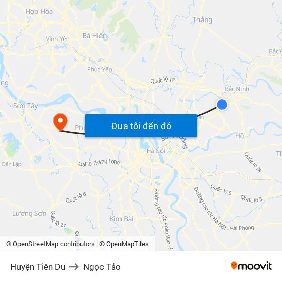 Huyện Tiên Du to Ngọc Tảo map