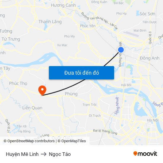Huyện Mê Linh to Ngọc Tảo map