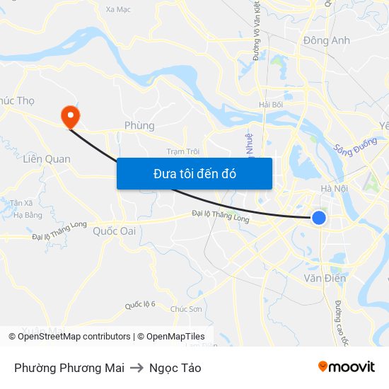 Phường Phương Mai to Ngọc Tảo map