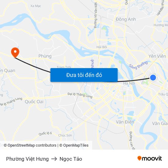 Phường Việt Hưng to Ngọc Tảo map