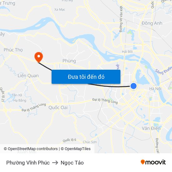 Phường Vĩnh Phúc to Ngọc Tảo map