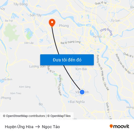 Huyện Ứng Hòa to Ngọc Tảo map
