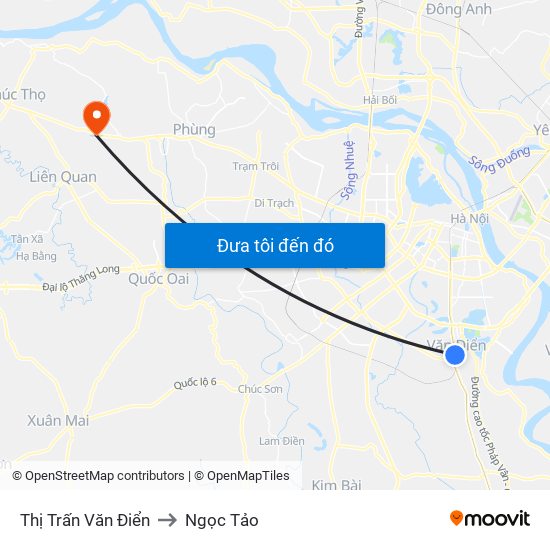 Thị Trấn Văn Điển to Ngọc Tảo map