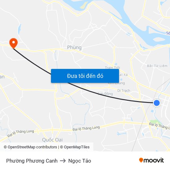 Phường Phương Canh to Ngọc Tảo map