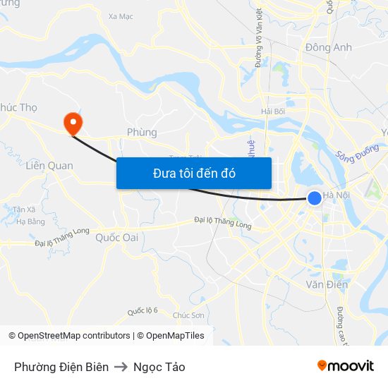 Phường Điện Biên to Ngọc Tảo map