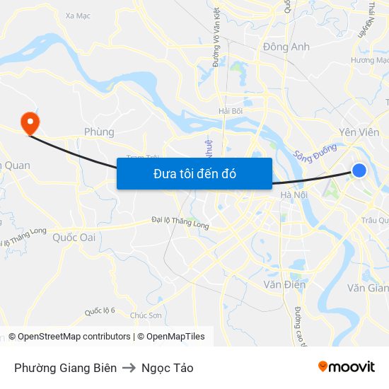 Phường Giang Biên to Ngọc Tảo map