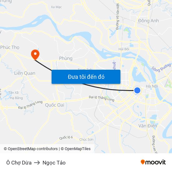 Ô Chợ Dừa to Ngọc Tảo map