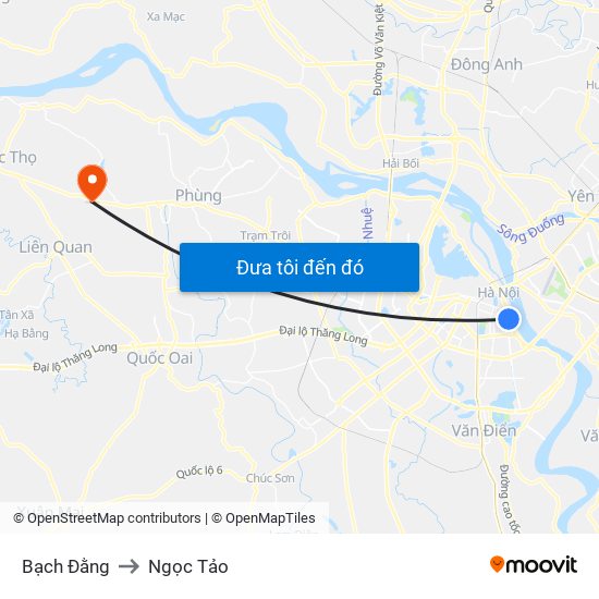 Bạch Đằng to Ngọc Tảo map