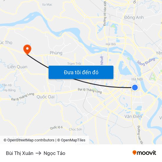 Bùi Thị Xuân to Ngọc Tảo map