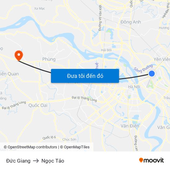 Đức Giang to Ngọc Tảo map