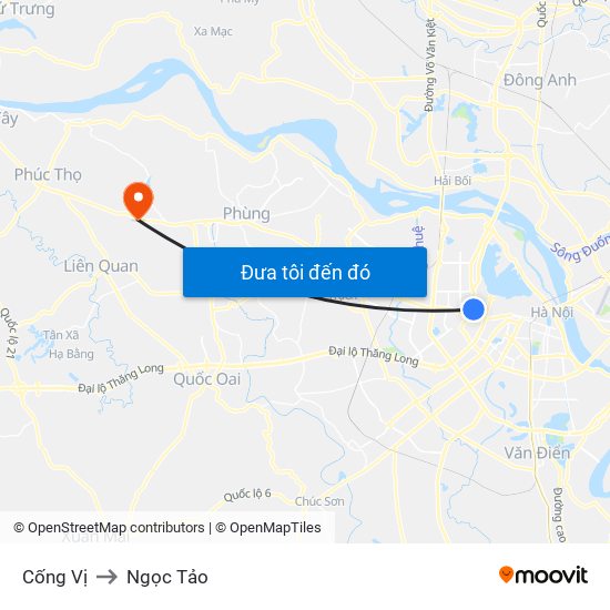 Cống Vị to Ngọc Tảo map