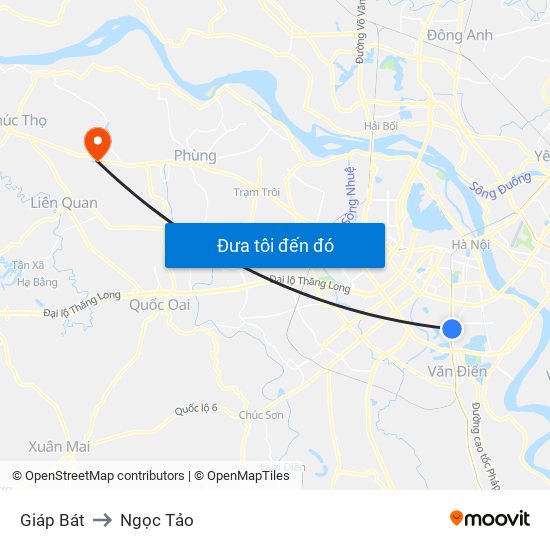 Giáp Bát to Ngọc Tảo map