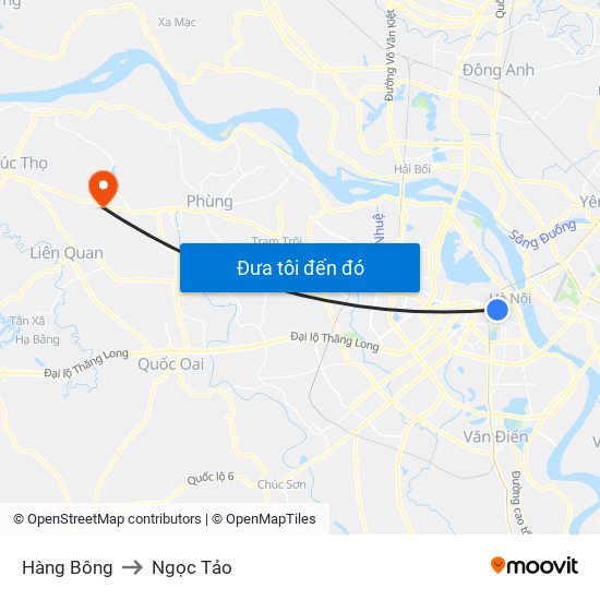 Hàng Bông to Ngọc Tảo map